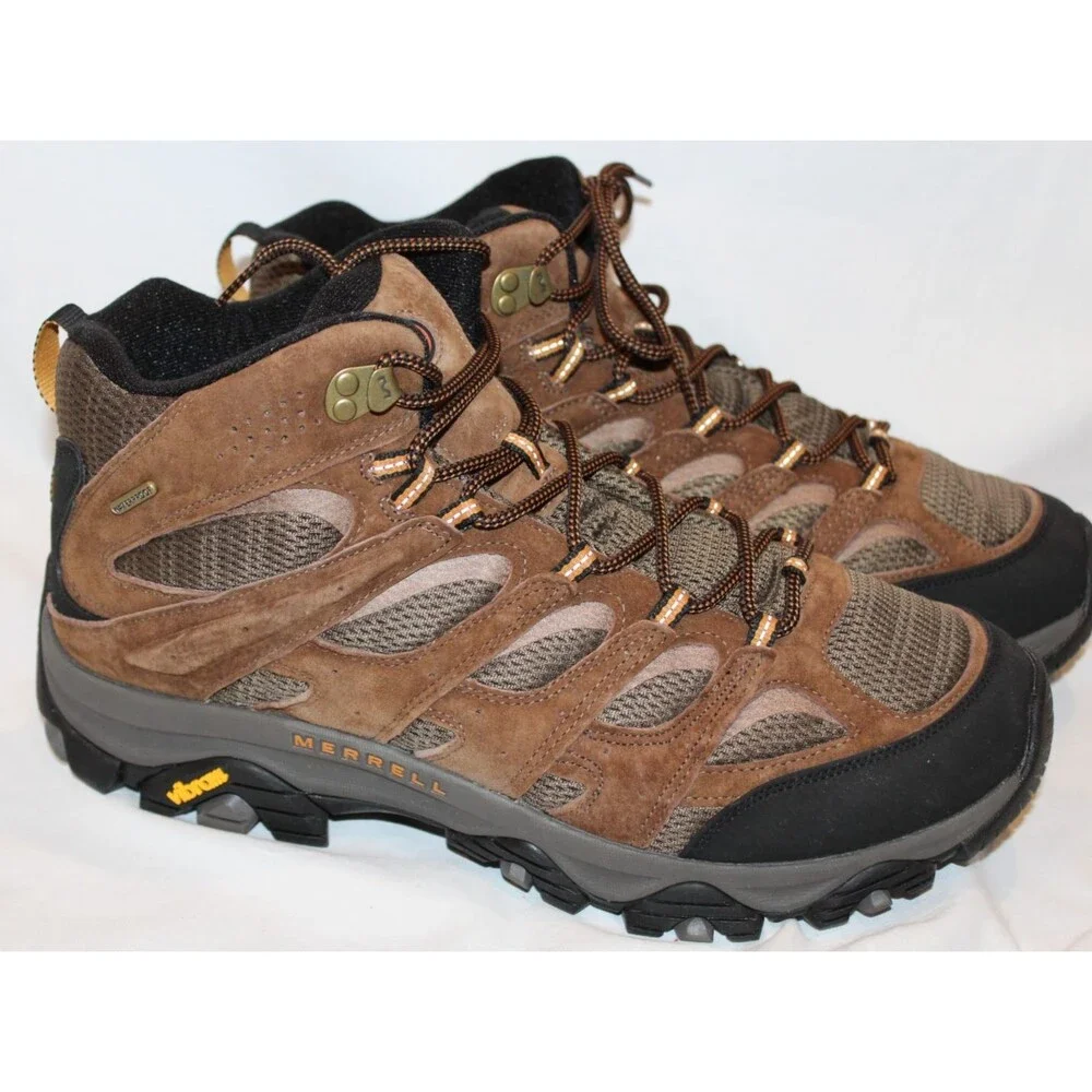 Merrell Men's Moab 3 Mid Waterproof Hiking Boots‎ NWOB EARTH BROWN SZ 14